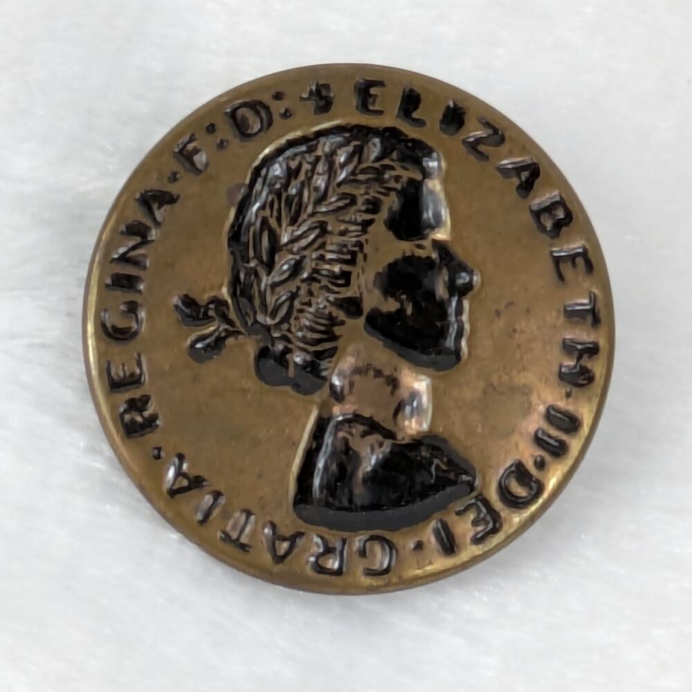 Queen Elizabeth II Brass Metal Button Young 28mm Intaglio Wax Seal Silhouette